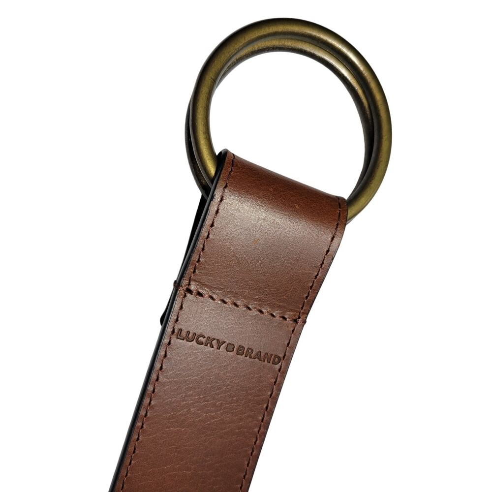 Lucky Brand Brown Leather Belt Studded Double Ring Boho Western BUW1027 WOMEN'S